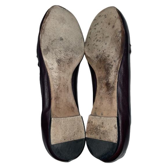 Chloé Lauren Scalloped Leather Ballerina Flats in Dark Brown  Size: EU 40 US 10 - Picture 7 of 9